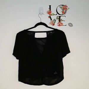 ADIDAS Sheer Black Short Sleeved Top M